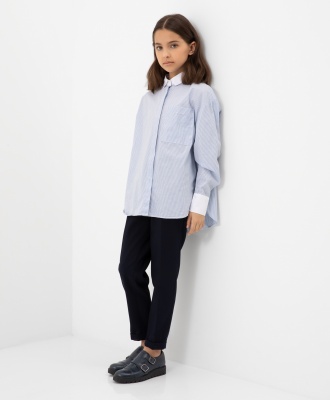 Брюки укороченные с манжетами синие Gulliver, школьная форма для девочек  фото, kupilegko.ru